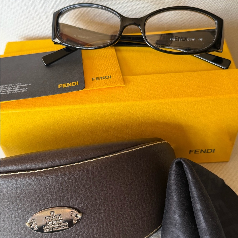 NWT Authentic Fendi Glossy Black Glasses Frames with Carrying Case